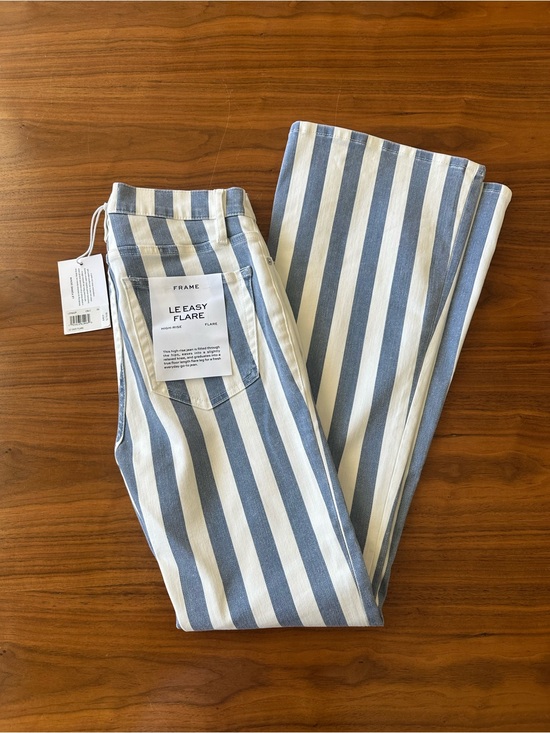 Frame Denim Denim - Frame Denim Blue and White Striped Le Easy Flare Jeans